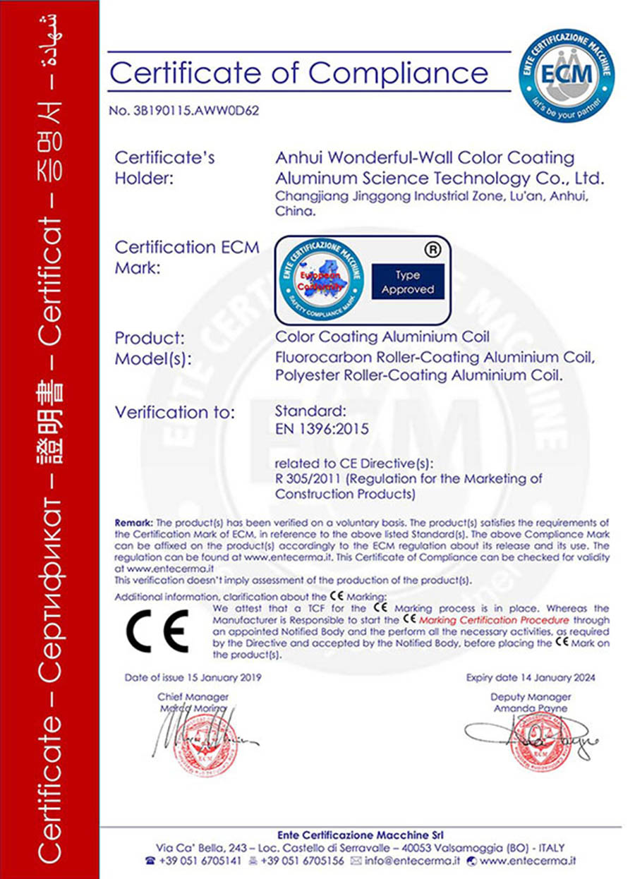 certificación ce (EN  1396: 2015) 